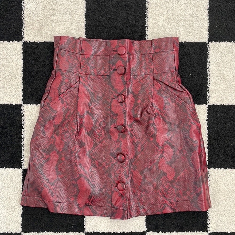Zara Snake Print Leather Skirt
